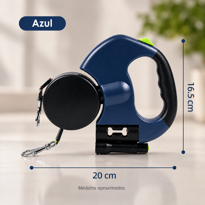 Correa Retráctil 360° para Perros con Luz LED y Cuerda Reflectante
