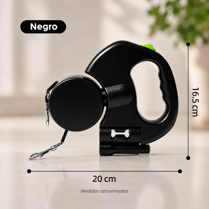 Correa Retráctil 360° para Perros con Luz LED y Cuerda Reflectante